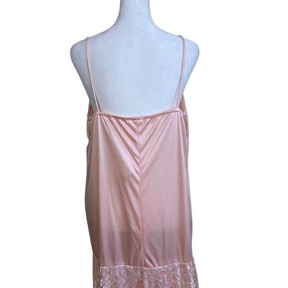 JCPenney Vintage 80s Lace Slip Dress Drop Waist Bias Cut Handkerchief Hem Peach - Picture 7 of 16
